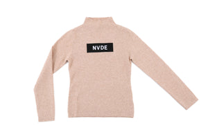 NVDE New York Logo Long Sleeve Turtle Neck Sweater in Nude